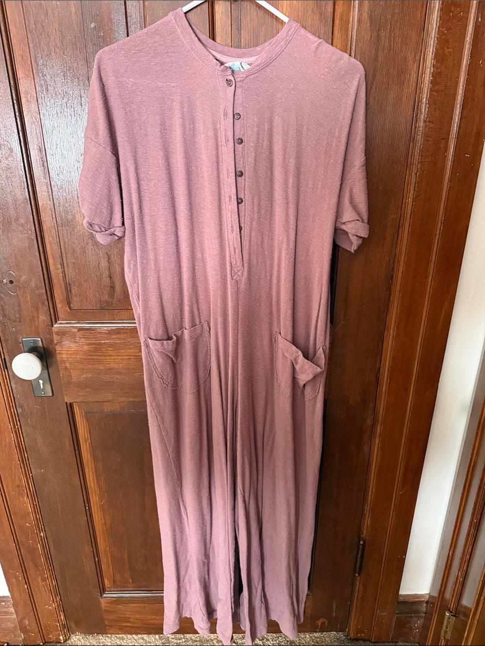 Free People Mauve Button-Front Jumpsuit Romper